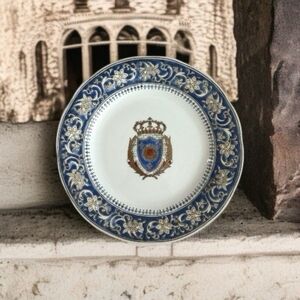 Vintage Porcelain Plate Château de Versailles Crest Textured Decorative Plate